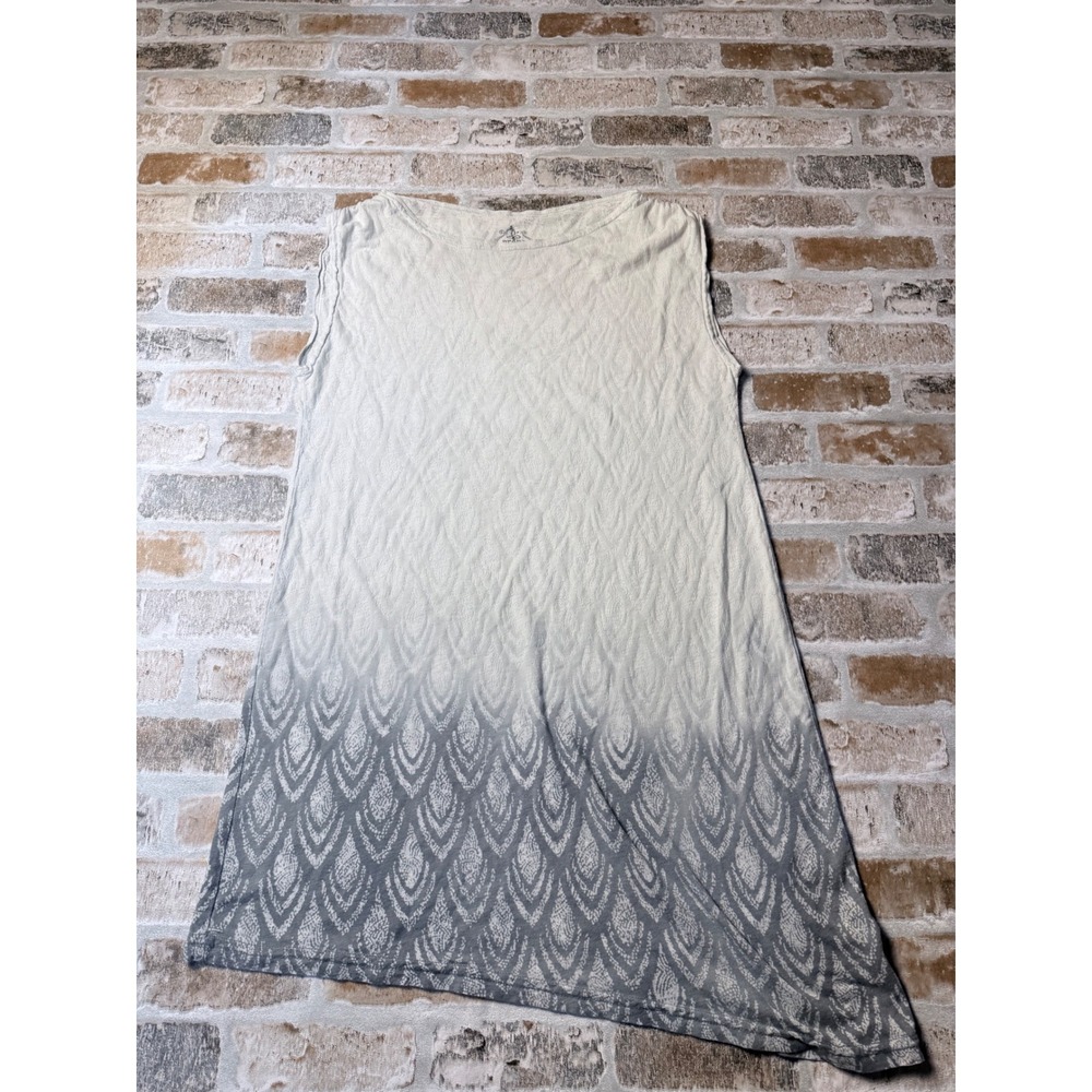 Prana‎ Womens Sm Gray White Ombre Geometric Print Sleeveless Asymmetrical Tunic